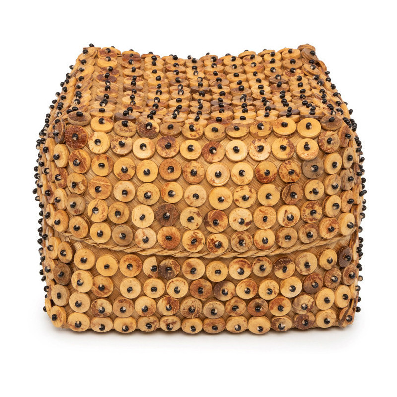 Boîte de rangement originale avec couvercle Carrée 20 cm Bambou Marron Noix de coco The Coconut Shell 