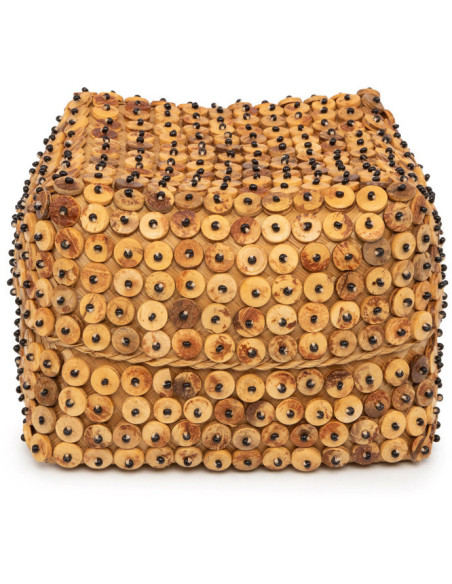 Boîte de rangement originale avec couvercle Carrée 20 cm Bambou Marron Noix de coco The Coconut Shell 