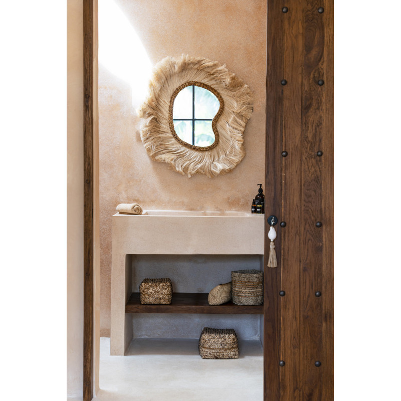 Boîte de rangement originale avec couvercle Carrée 20 cm Bambou Marron Noix de coco The Coconut Shell 