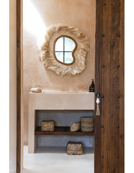 Boîte de rangement originale avec couvercle Carrée 20 cm Bambou Marron Noix de coco The Coconut Shell 