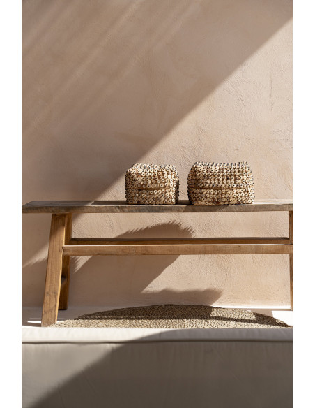 Boîte de rangement originale avec couvercle Carrée 20 cm Bambou Marron Noix de coco The Coconut Shell 