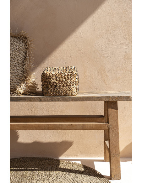 Boîte de rangement originale avec couvercle Carrée 20 cm Bambou Marron Noix de coco The Coconut Shell 