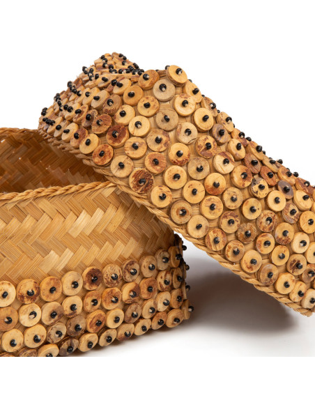 Boîte de rangement originale avec couvercle Carrée 20 cm Bambou Marron Noix de coco The Coconut Shell 