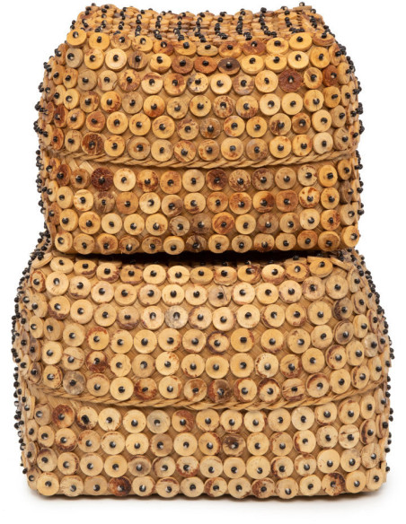 Boîte de rangement originale avec couvercle Carrée 20 cm Bambou Marron Noix de coco The Coconut Shell 