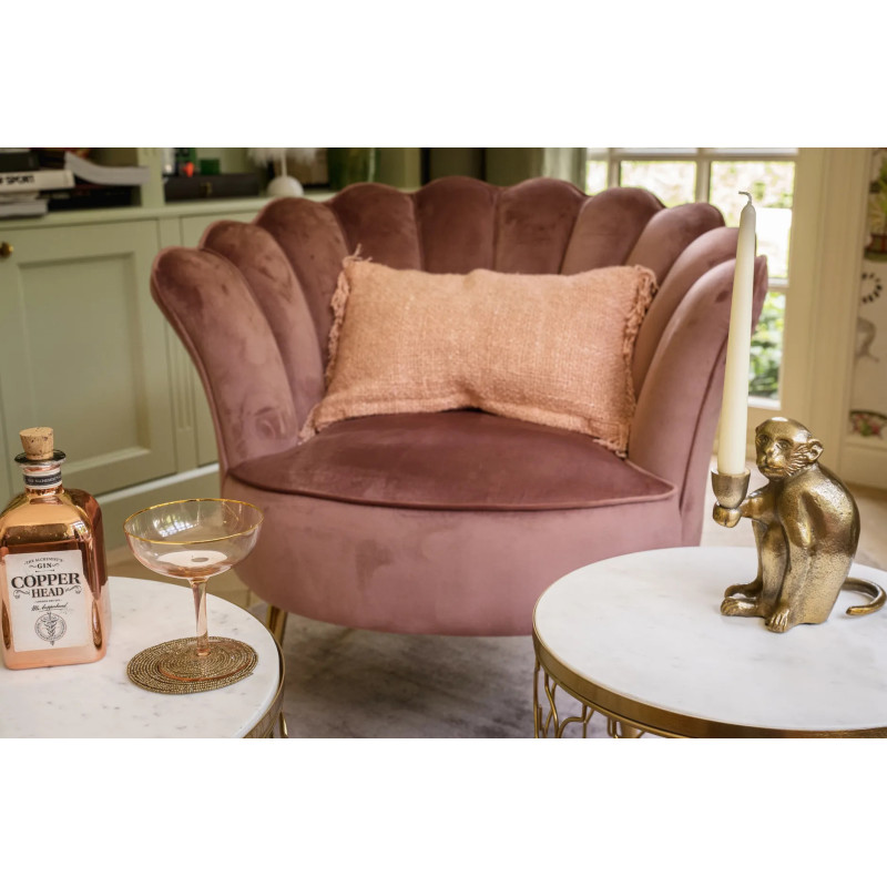 Housse de coussin Rectangulaire 50x30 en Coton Rose saumon avec franges The Oh My Gee 