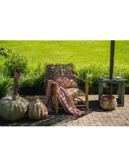 Housse de coussin Rectangulaire 50x30 en Coton Rose saumon avec franges The Oh My Gee 