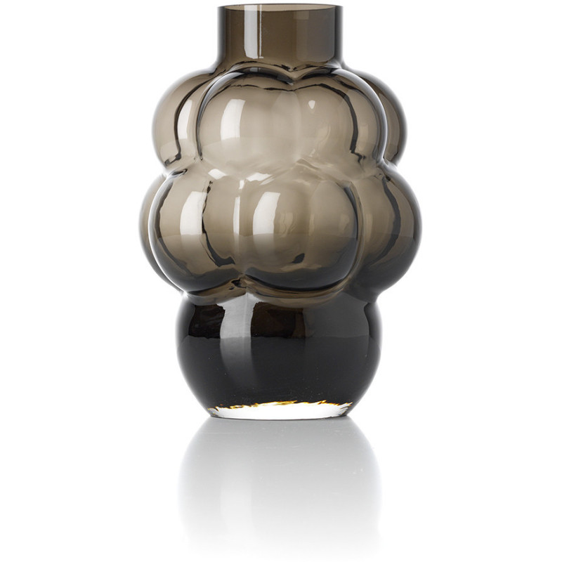 Vase design Bulles Organique H 21 cm Verre recyclé Gris fumé The Grape 