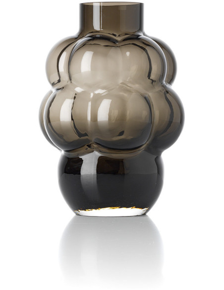 Vase design Bulles Organique H 21 cm Verre recyclé Gris fumé The Grape 