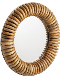 Grand Miroir mural ethnique chic Rond 92x92 Bois de...
