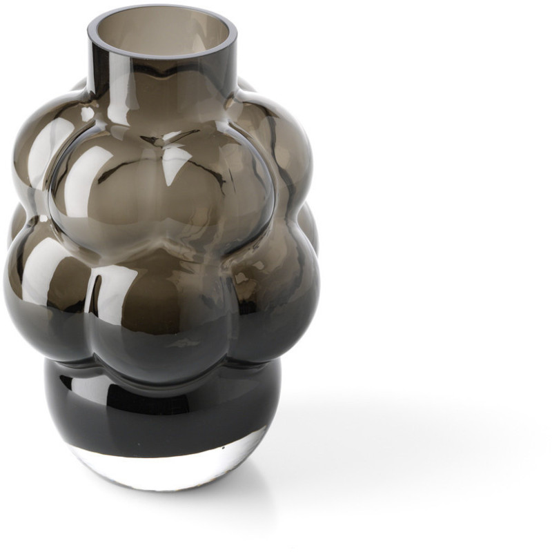 Vase design Bulles Organique H 21 cm Verre recyclé Gris fumé The Grape 