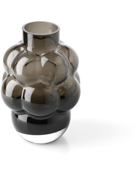 Vase design Bulles Organique H 21 cm Verre recyclé Gris fumé The Grape 