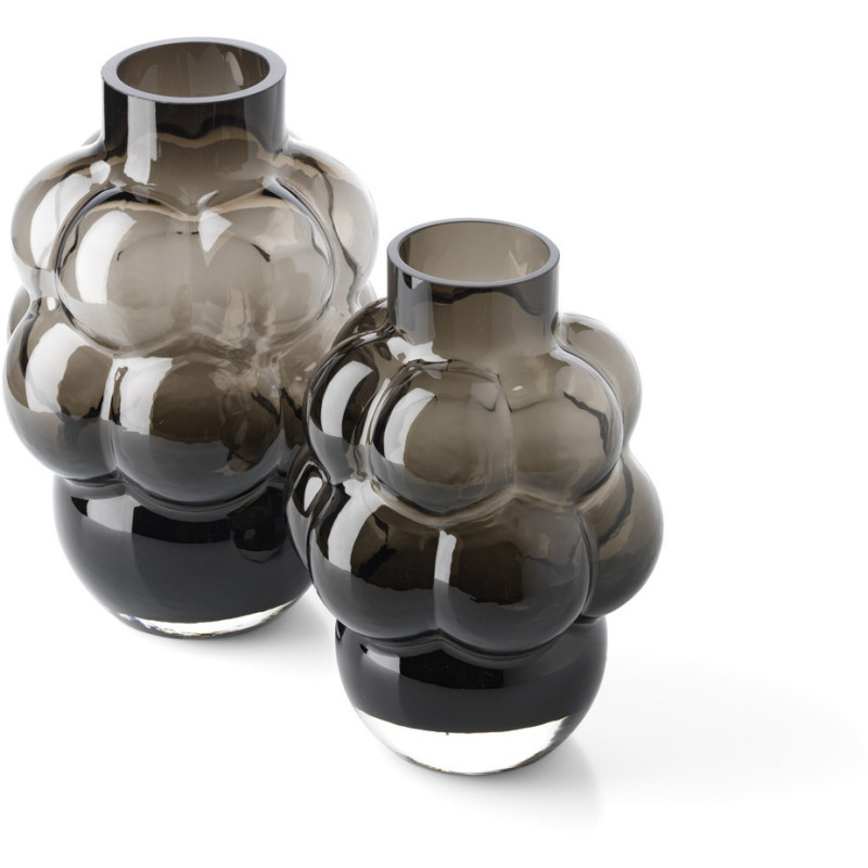 Vase design Bulles Organique H 21 cm Verre recyclé Gris fumé The Grape 