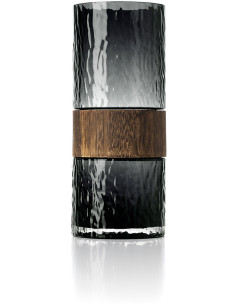 Vase design moderne Cylindrique H 29 cm Verre Gris foncé Bois Marron The Wood You Be Mine 