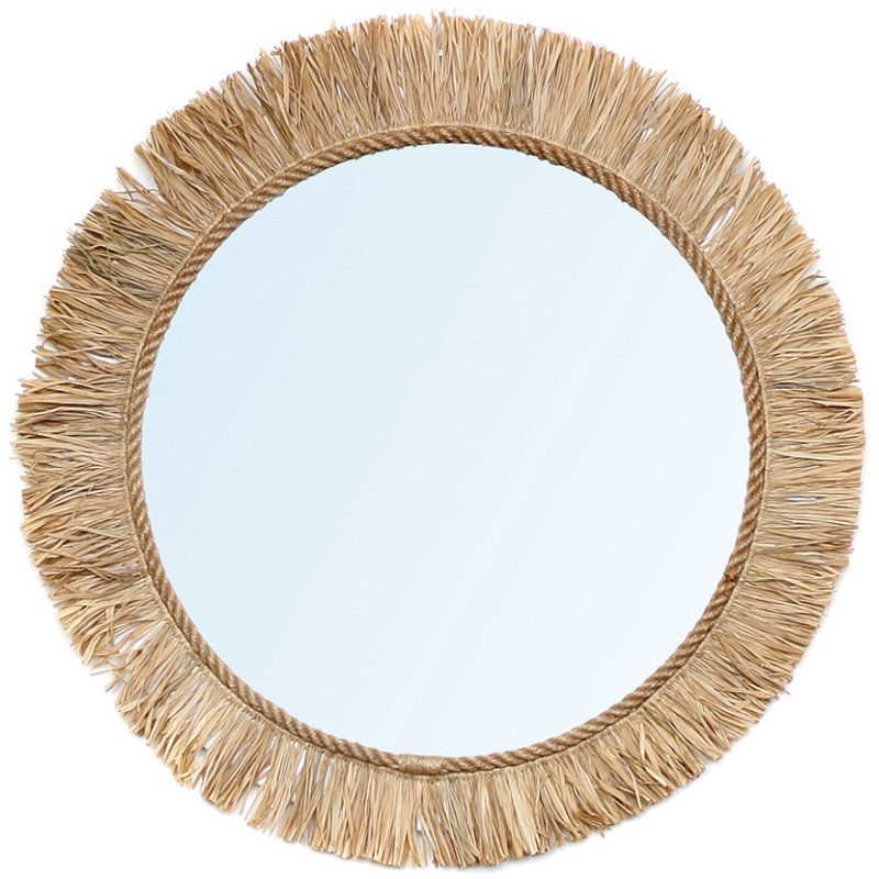 Miroir Mural Rond 60 cm en Raphia Naturel The Tahiti 