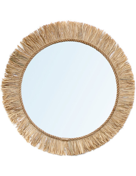 Miroir Mural Rond 60 cm en Raphia Naturel The Tahiti 