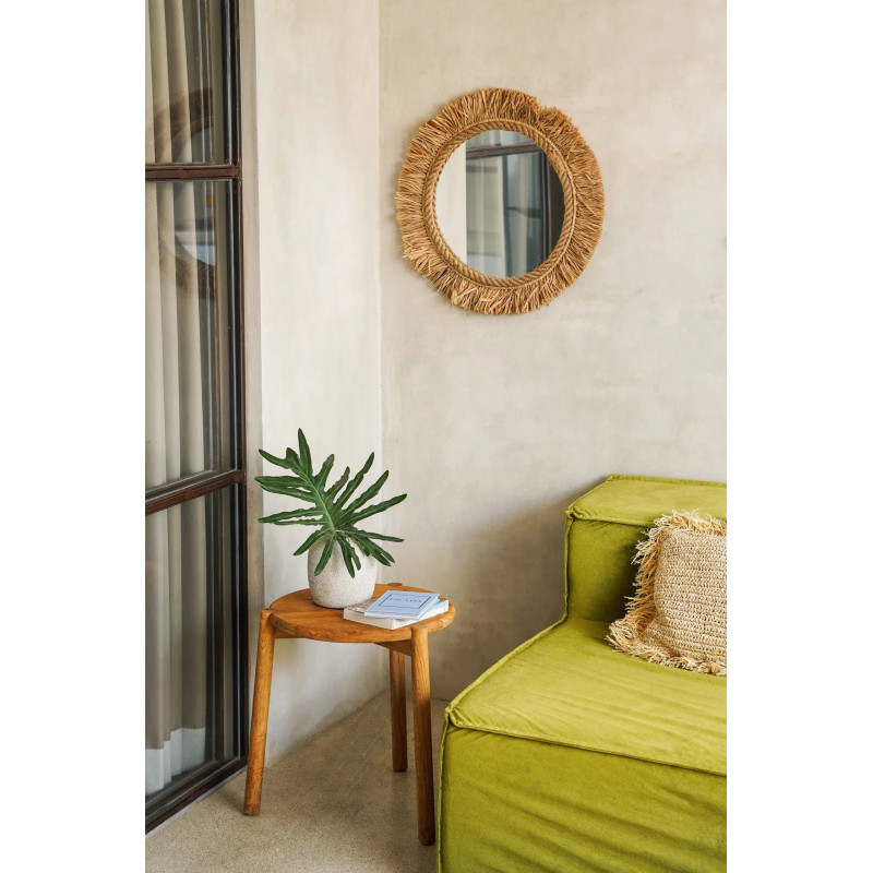 Miroir Mural Rond 60 cm en Raphia Naturel The Tahiti 