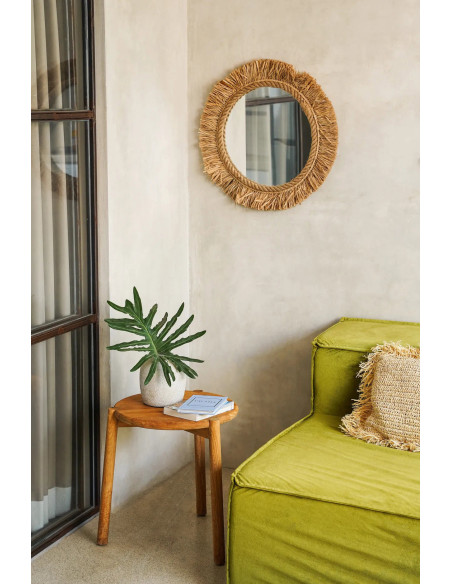 Miroir Mural Rond 60 cm en Raphia Naturel The Tahiti 