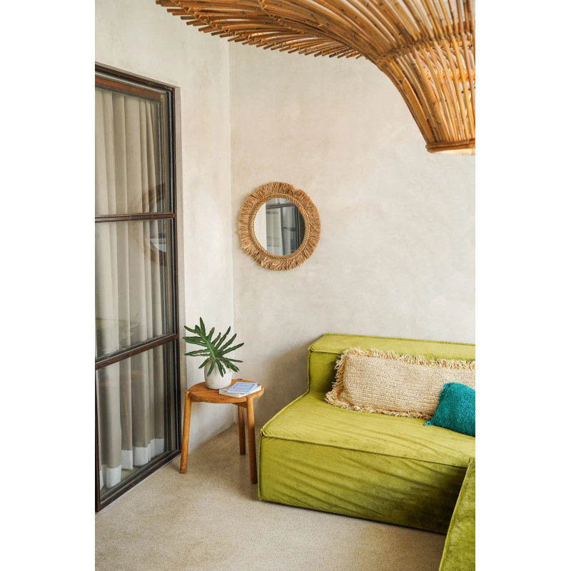 Miroir Mural Rond 60 cm en Raphia Naturel The Tahiti 