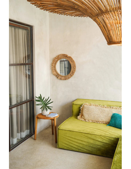 Miroir Mural Rond 60 cm en Raphia Naturel The Tahiti 