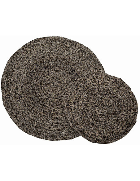 Tapis Rond 100 cm en Raphia Sisal Palmier Noir The Seagrass 