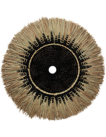 Décoration murale originale Macramé 60 cm en Herbe Naturel Coton Raphia Noir The Raffia 