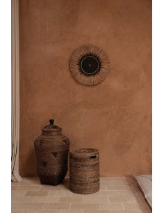 Décoration murale originale Macramé 60 cm en Herbe Naturel Coton Raphia Noir The Raffia 