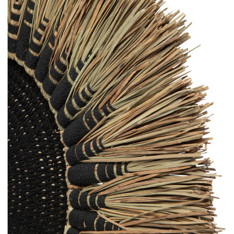 Décoration murale originale Macramé 60 cm en Herbe Naturel Coton Raphia Noir The Raffia 