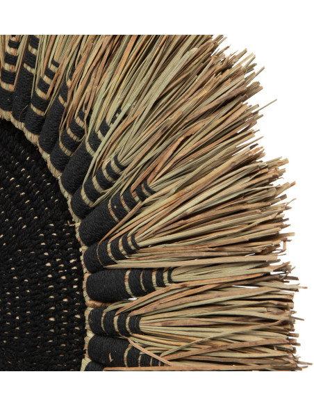 Décoration murale originale Macramé 60 cm en Herbe Naturel Coton Raphia Noir The Raffia 