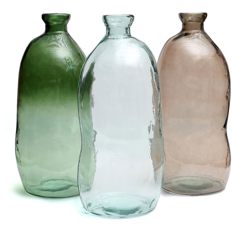 Grand Vase organique Bouteille Hauteur 73 cm Verre recyclé Beige Transparent The Jinsuo 