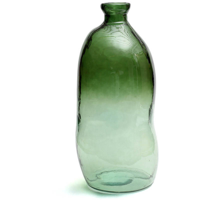 Grand Vase organique Bouteille Hauteur 73 cm Verre recyclé Vert Transparent The Jinsuo 