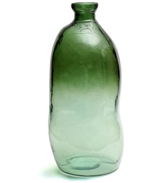 Grand Vase organique Bouteille Hauteur 73 cm Verre recyclé Vert Transparent The Jinsuo 