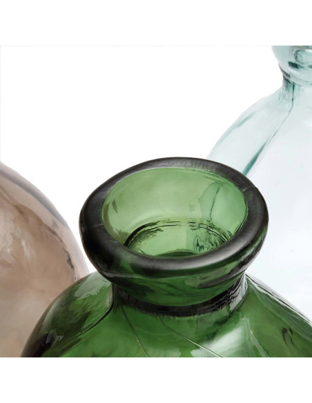 Grand Vase organique Bouteille Hauteur 73 cm Verre recyclé Vert Transparent The Jinsuo 