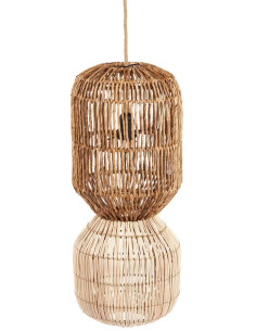 Grand Abat-jour bohème Cylindre Hauteur 60 cm Feuille de bananier Rotin Naturel Tressé The ChemChem 