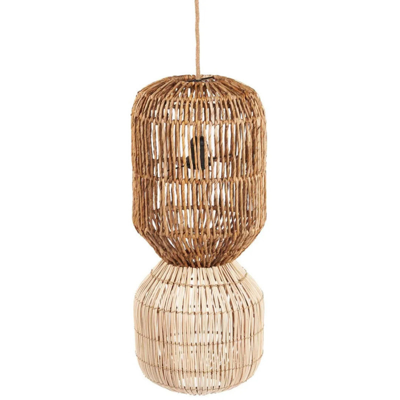 Grand Abat-jour bohème Cylindre Hauteur 60 cm Feuille de bananier Rotin Naturel Tressé The ChemChem 