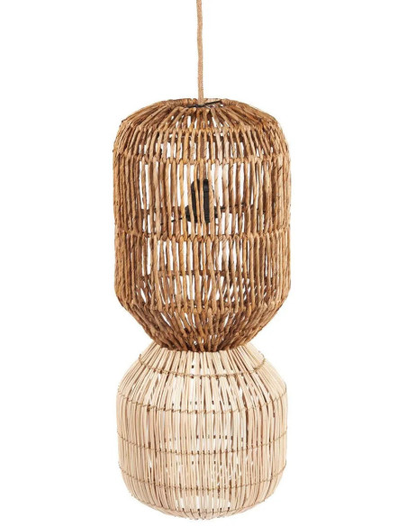 Grand Abat-jour bohème Cylindre Hauteur 60 cm Feuille de bananier Rotin Naturel Tressé The ChemChem 