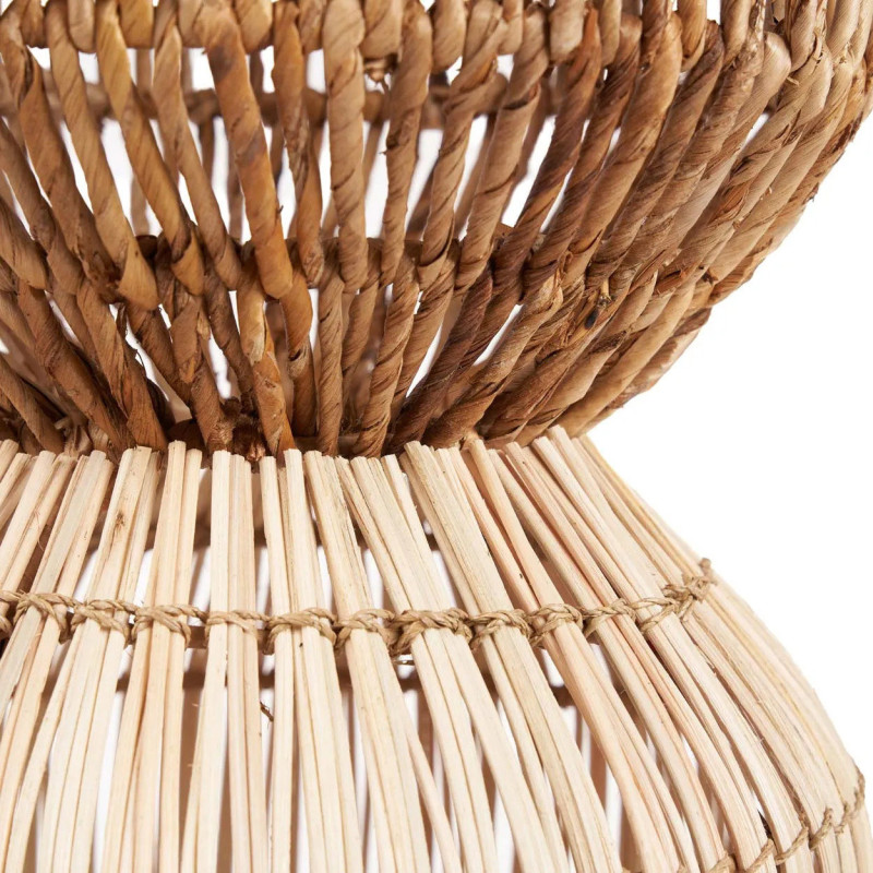 Grand Abat-jour bohème Cylindre Hauteur 60 cm Feuille de bananier Rotin Naturel Tressé The ChemChem 