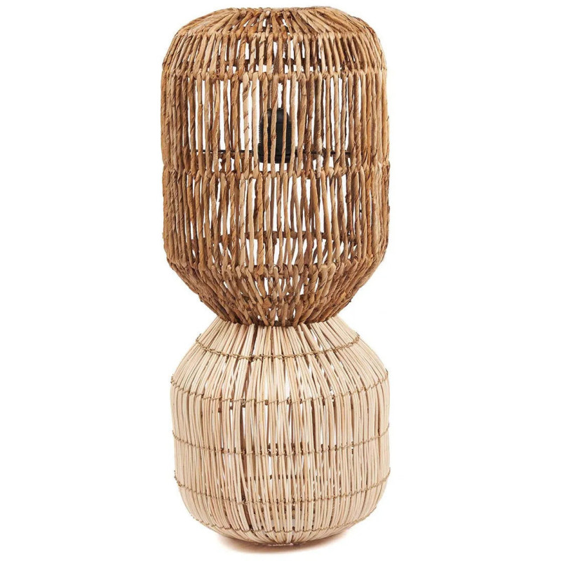 Grand Abat-jour bohème Cylindre Hauteur 60 cm Feuille de bananier Rotin Naturel Tressé The ChemChem 