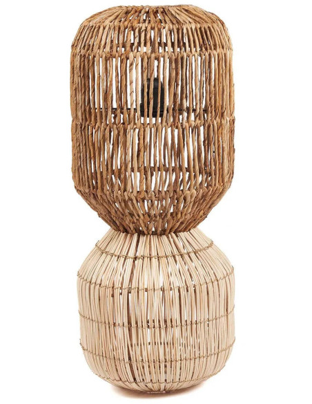 Grand Abat-jour bohème Cylindre Hauteur 60 cm Feuille de bananier Rotin Naturel Tressé The ChemChem 