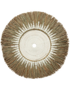 Décoration murale originale Macramé 60 cm en Herbe Naturel Coton Raphia Blanc The Raffia 