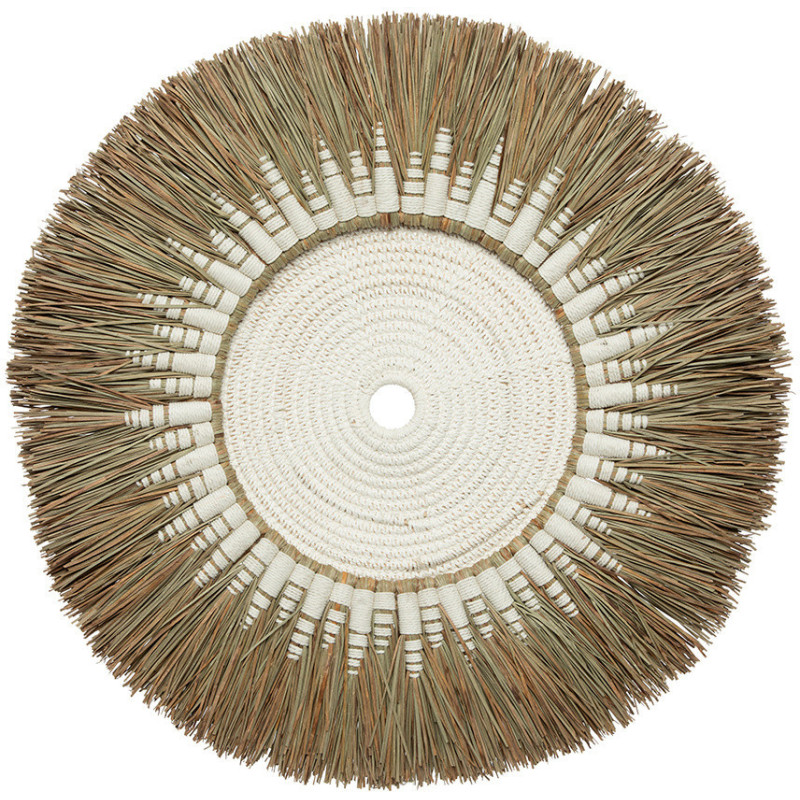 Décoration murale originale Macramé 60 cm en Herbe Naturel Coton Raphia Blanc The Raffia 