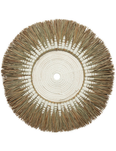 Décoration murale originale Macramé 60 cm en Herbe Naturel Coton Raphia Blanc The Raffia 