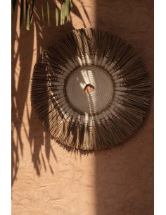 Décoration murale originale Macramé 60 cm en Herbe Naturel Coton Raphia Blanc The Raffia 