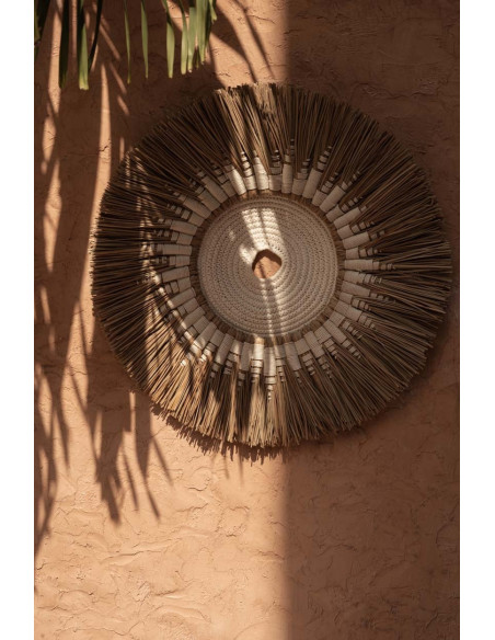 Décoration murale originale Macramé 60 cm en Herbe Naturel Coton Raphia Blanc The Raffia 