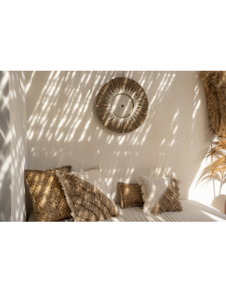 Décoration murale originale Macramé 60 cm en Herbe Naturel Coton Raphia Blanc The Raffia 