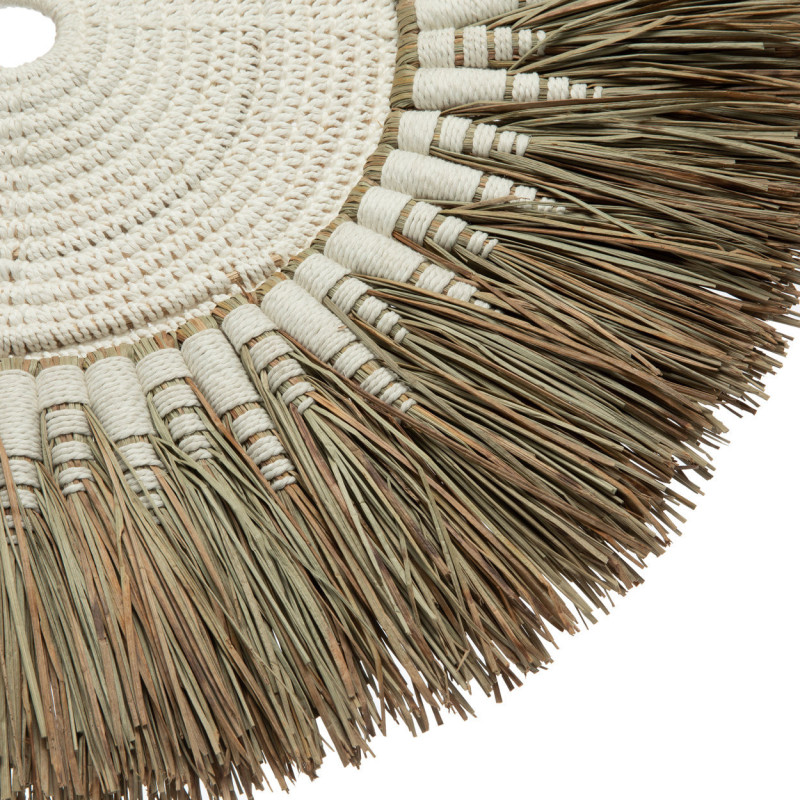 Décoration murale originale Macramé 60 cm en Herbe Naturel Coton Raphia Blanc The Raffia 