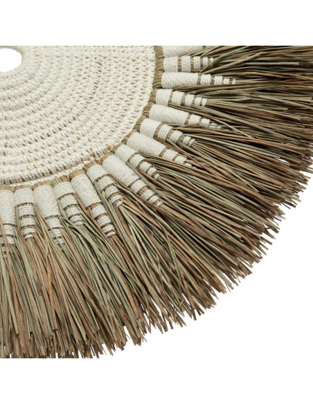 Décoration murale originale Macramé 60 cm en Herbe Naturel Coton Raphia Blanc The Raffia 