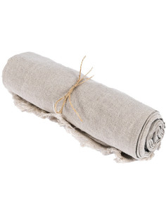 Nappe originale Bohème chic Rectangulaire 150x250 en Lin Beige Avec franges The Linen 