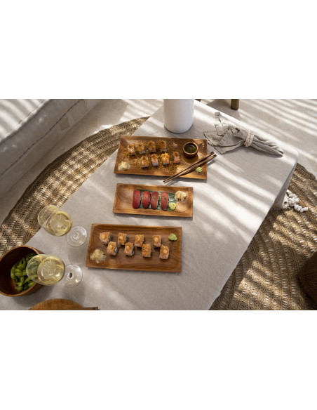 Nappe originale Bohème chic Rectangulaire 150x250 en Lin Beige Avec franges The Linen 