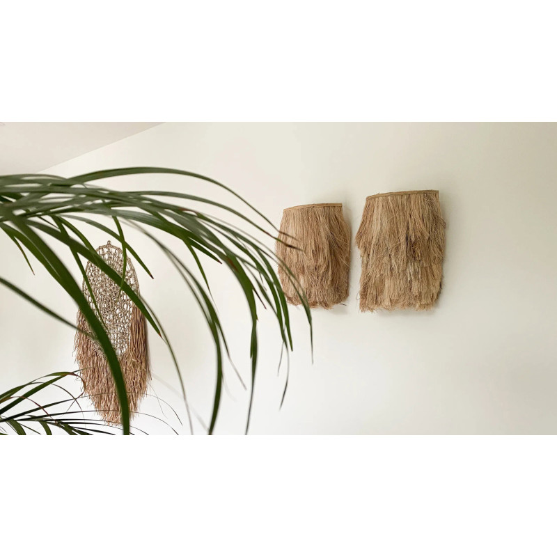 Applique murale 20x35 Herbe d'Abaca Naturel avec franges The Abaca 