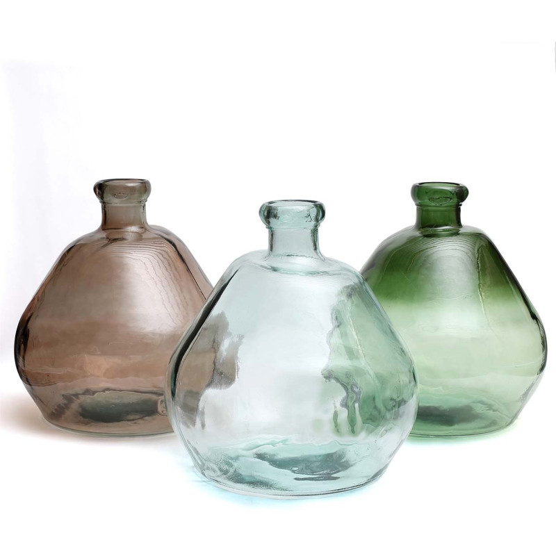 Grand Vase organique Dame-jeanne Hauteur 50 cm Verre recyclé Vert Transparent The Bola 